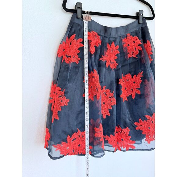 Anthropologie Maeve Pome Blossom Embroidered Tulle Full Skirt in Blue & Hot Pink - Picture 11 of 12